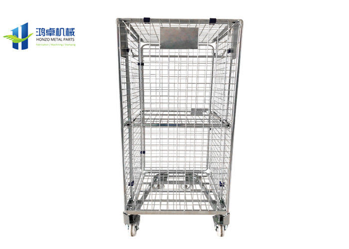 Quality Cargo Storage Wire Cage Trolley Zinc Plated Finished Mobile Cage Trolley for sale