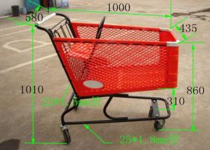 Quality SGS Shopping Basket Trolley Large Capacity Hand Store Cart Powder Plated for sale