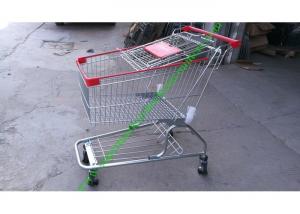 Quality Iron Wire Shopping Cart , Powder Coated Grocery Shopping Trolley With Elevator Wheels for sale