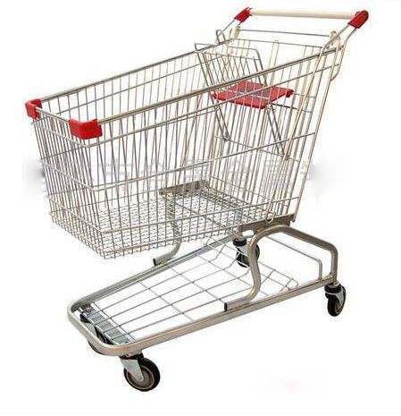Quality Heavy Duty Supermarket Carts Wire Unfolding Shopping Baskets On Wheels for sale
