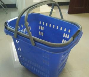 Quality Retail Shopping Basket With Wheels / Folding Plastic Storage Wheeled Shopping Baskets for sale