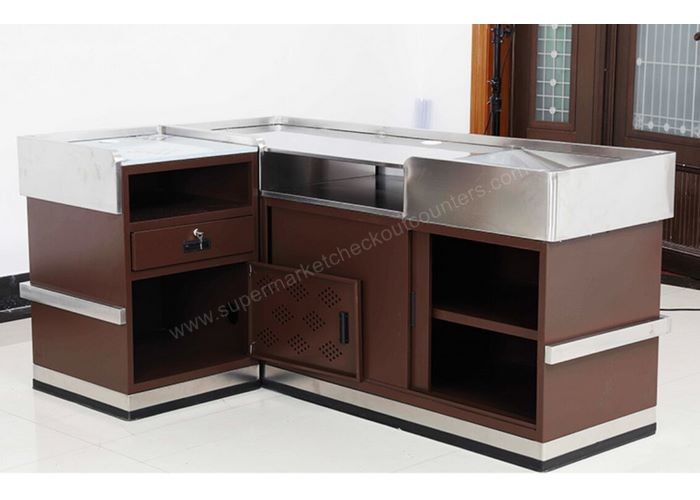 Quality Modern Shop Cash Counter Metal Unfolding Checkout Stand OEM ISO9001 for sale
