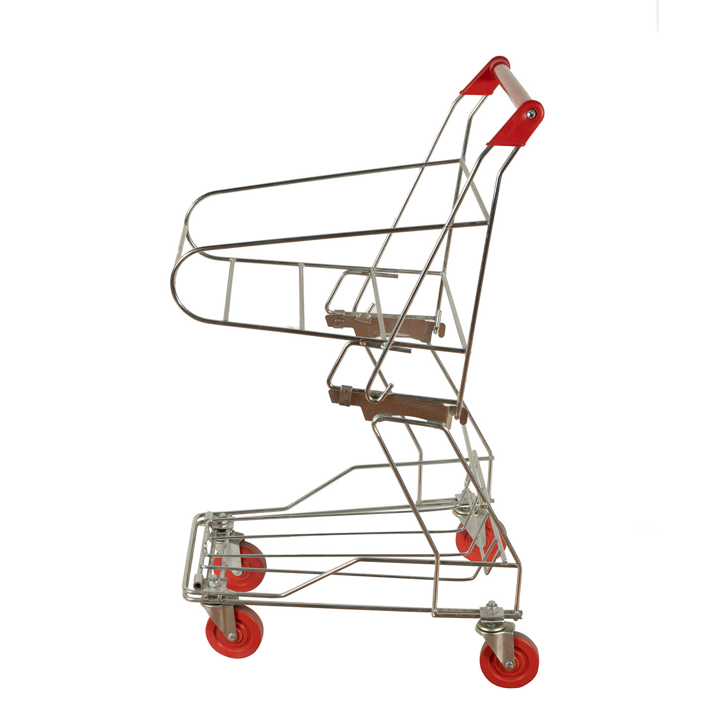 China Zinc Hand Push 4 Wheels Shopping Basket Trolley Powder Coating With Printing Logo on sale
