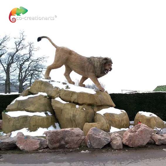 Artificial Animals Safari Realistic Animatronic Lion For Zoo Park 110V 220V