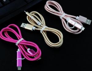 Quality 2 in 1 usb cable charging cable for iphone for sale