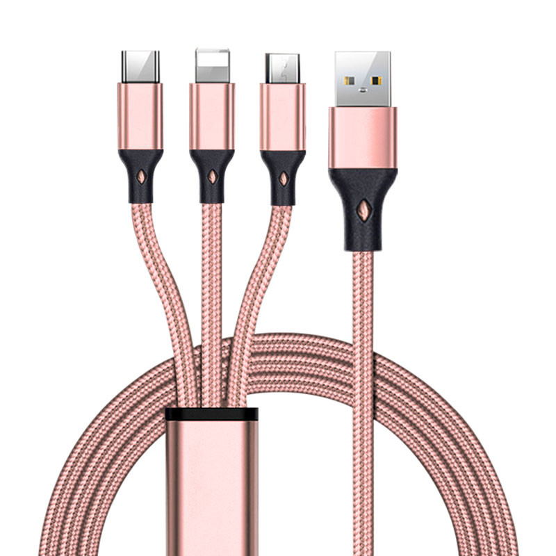 Quality Nylon Braided Wire 2A 3 In 1 USB Data Cable Lightning Micro Type C For Iphone for sale
