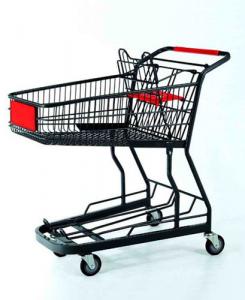 Quality Powder Coated Shopping Basket Trolley Metal Wire Grocery Cart With Casters for sale