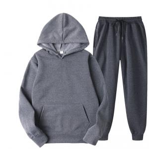 Quality Men Sport Pullover Sweater Set Two Piece Hoodie and Sweatpants Hooded Solid Color for sale