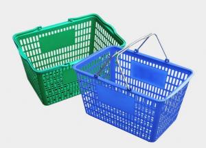 Quality Recycle Plastic Hand Held Shopping Baskets , Durable Grocery Blue Storage Shopping Basket for sale