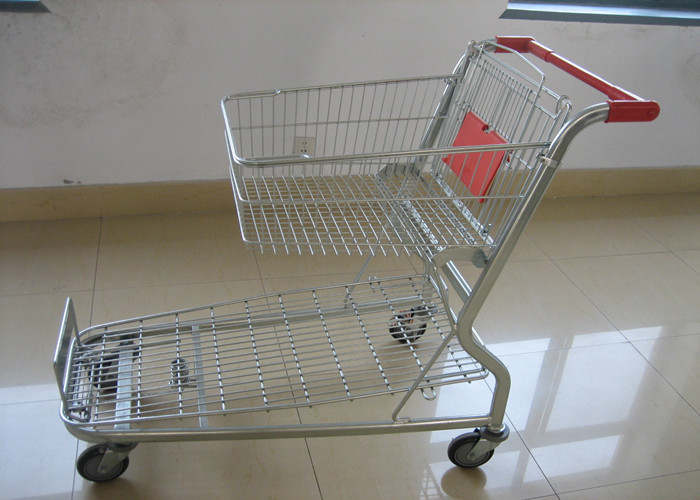 Quality Heavy Duty Plastic Shopping Trolley Stackable Space Saving With Hand Push for sale