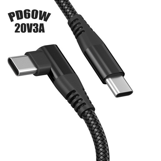 Buy cheap 60W C To C Fast Charging Cable 1m 90 Degree Angle USB Cable 12V Single Elbow from wholesalers