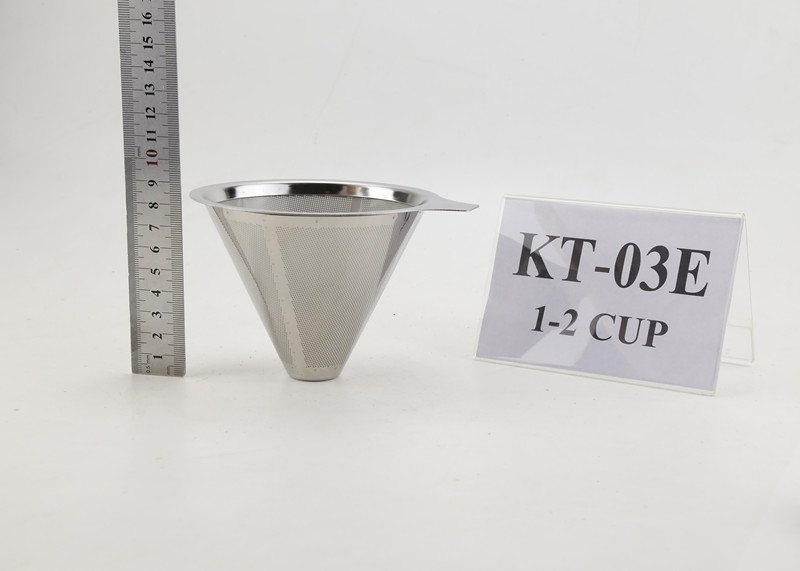 Quality LFGB Standard Paperless Coffee Dripper With Handle , Stainless Steel Coffee Cone for sale