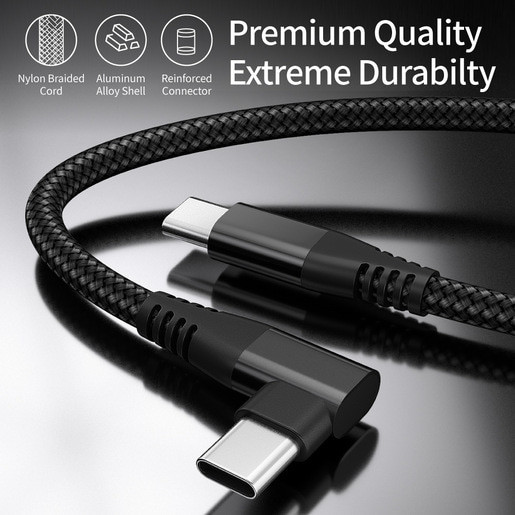 Quality 60W C To C Fast Charging Cable 1m 90 Degree Angle USB Cable 12V Single Elbow for sale