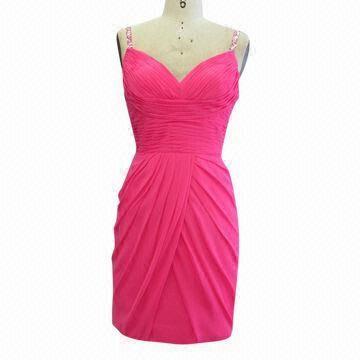 Quality Cocktail Dress, Nice Pleats and Elegant Beaded Straps, Girls Party Dress for sale