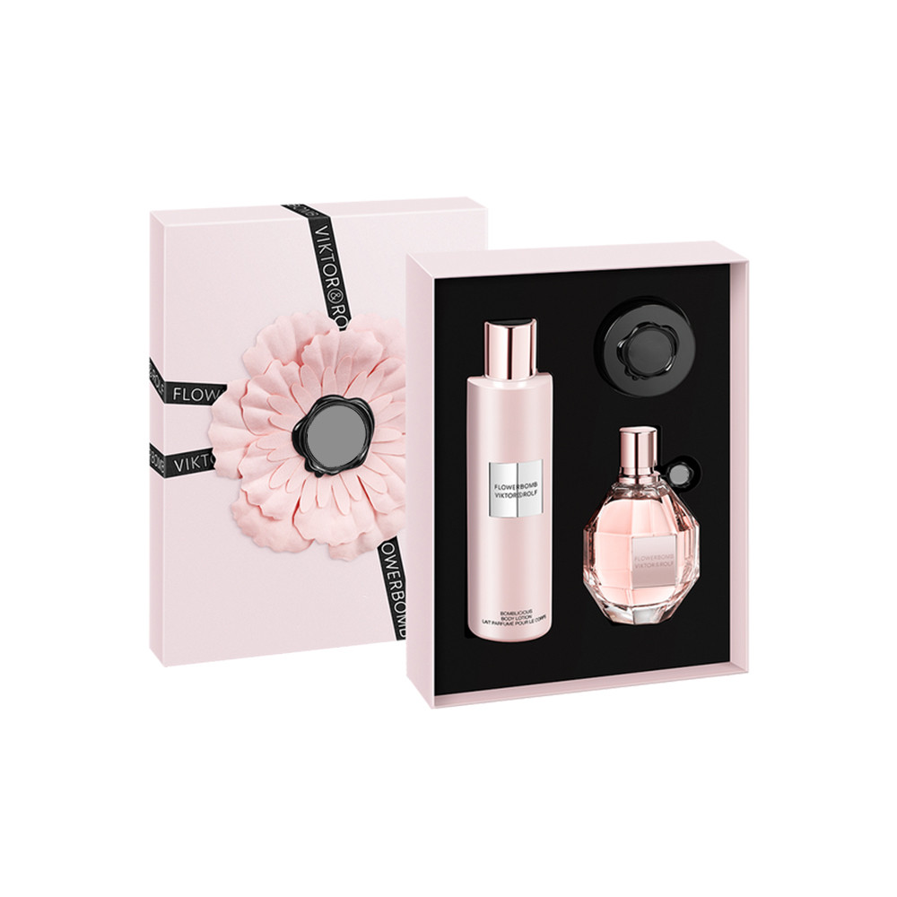 Quality ISO9001 Approval Perfume Gift Boxes Three Pieces For Body Lotion for sale