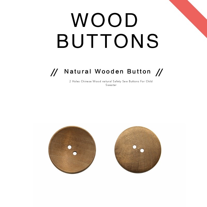 Quality Round 2 Holes Engraved Natural Wooden Buttons For Shirts for sale