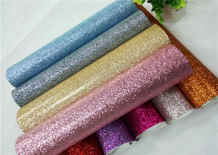 Quality Shoes Bags Wallpaper Glitter Fabric Roll Knitted Backing Technics 0.6mm Thickness for sale