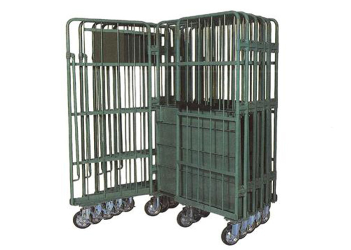 Quality Industrial Galvanized Metal Cage Trolley Mobile Supermarket Roll Cages for sale
