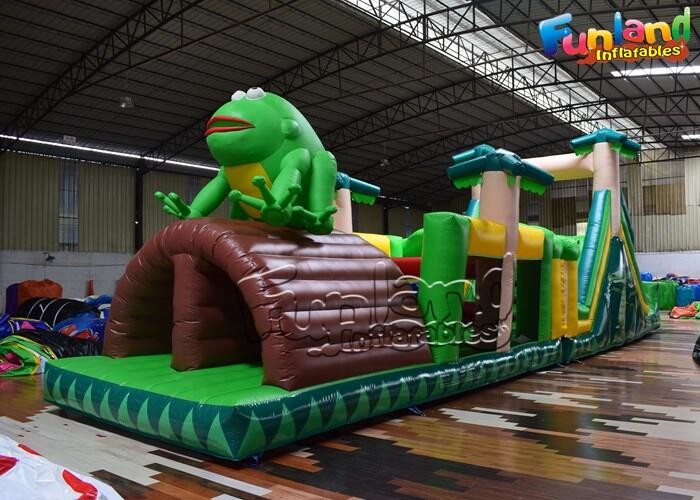 Quality Tropical Frog theme Jumping Bouncer Land Sport Game Inflatable Obstacle Course for Kids for sale