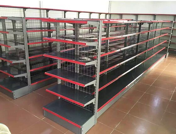 Quality Gray Gondola Racks Steel Supermarket Display Shelving for Convenient Store for sale