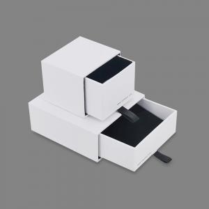 Quality Ring Packaging White Jewelry Box With Drawers Grey Or Black Velvet Lining for sale