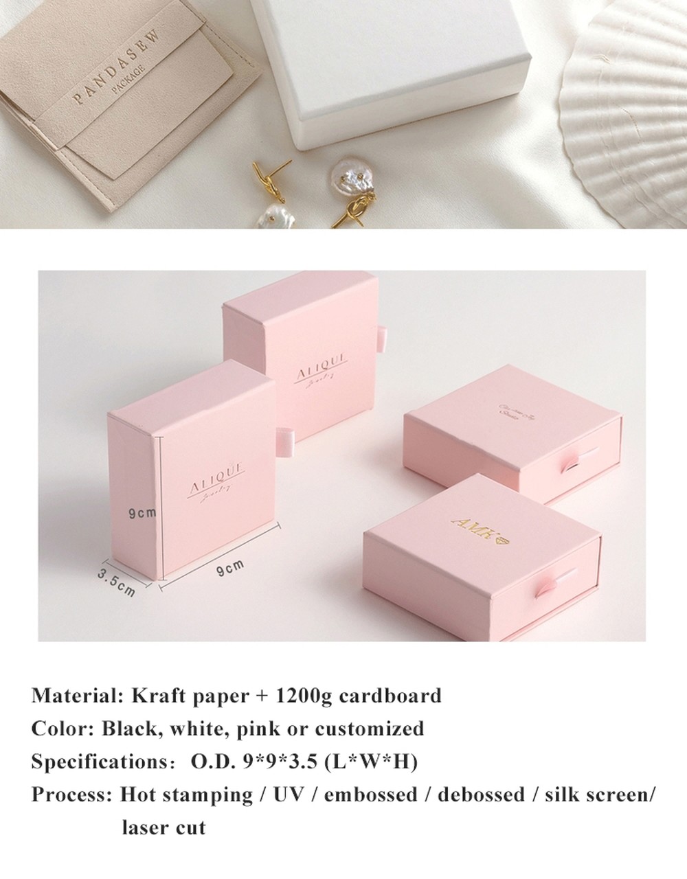 OEM Welcome Drawer Type Cardboard Jewelry Packaging Box For Necklace