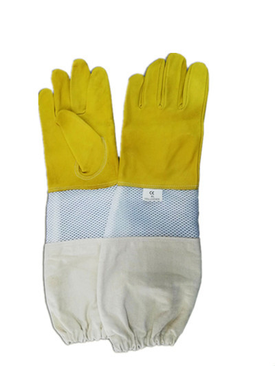 Quality Soft Beekeeping Gloves Ventilated Goatskin Yellow Color 180g 4 Type Sizes for sale