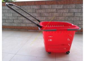 Quality Stackable Plastic Shopping Basket With Wheels For Grocery / Supermarket SGS for sale