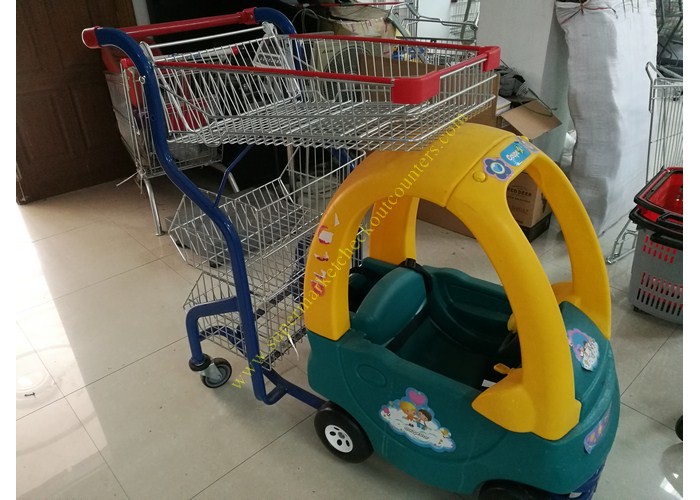Quality Plastic / Steel Supermarket Children Shopping Cart , Baby Shopping Trolleys for sale