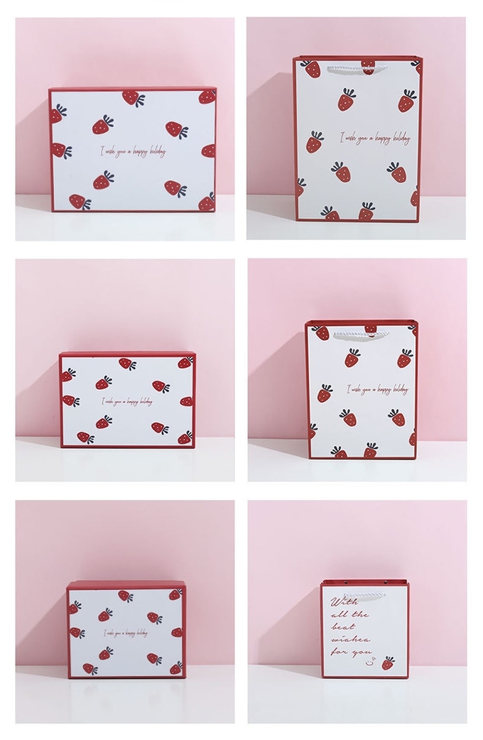 Strawberry Pattern Lipstick Luxury Gift Box Packaging For Valentines Day