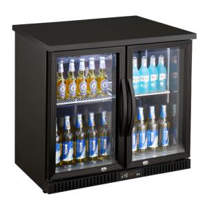 Quality Bottom Back Mount Bar Drink Cooler , 2 Door Glass Bar Fridge With PVC Coating Shelf for sale