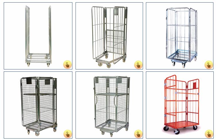 Warehouse Wire Cage Trolley 2 Side Folding 500-1000kg Load Capacity