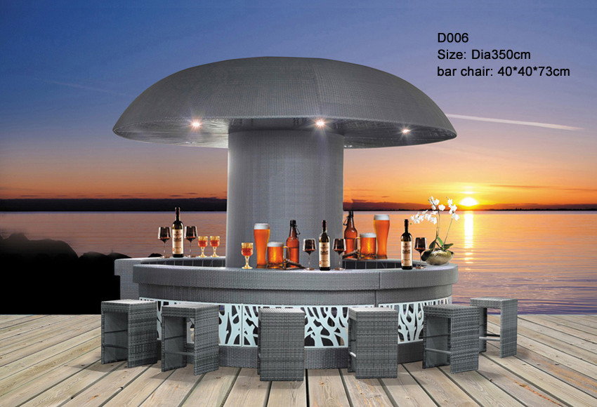 Quality High class hotel / club outdoor round rattan bar set Pavilion / Gazebos / Canopies/ tent for sale