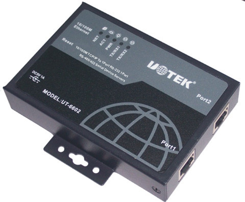 Quality 2 Ports TCP / IP To RS-232 Ethernet Serial Converter with Black RJ45 Interface for sale