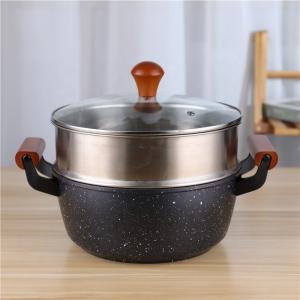 China Double Handle Kitchen Cookware Non Stick 24cm Food Steamer Pot on sale