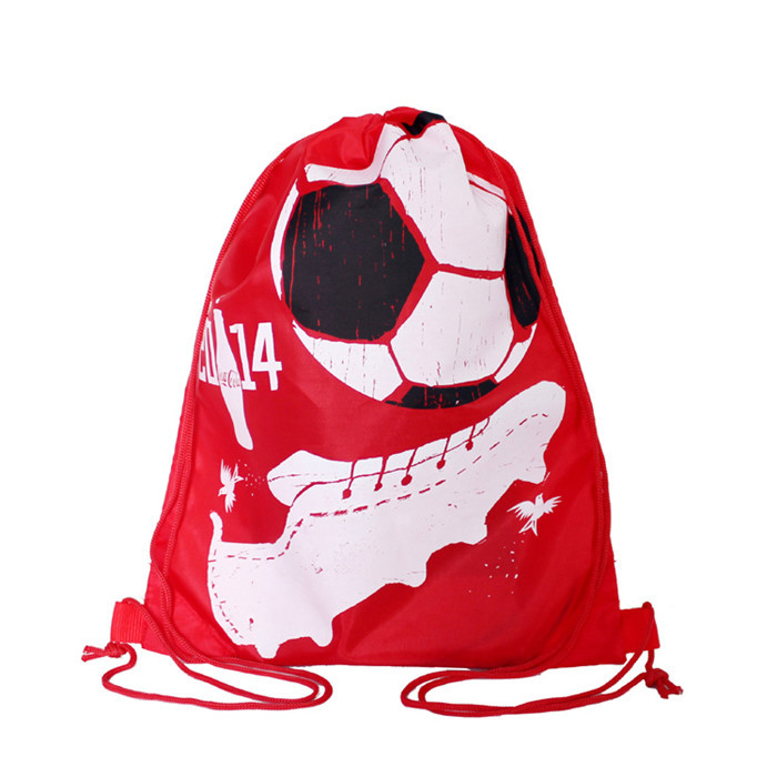 Full Side Printed Polyester Drawstring Backpack , Outdoor Gym Sports Backpack