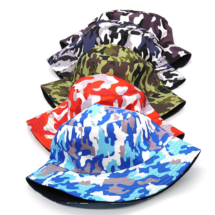 Quality Fashion Women Men Camouflage Bucket Hat Outdoor Sport hat with full printing pattern for sale