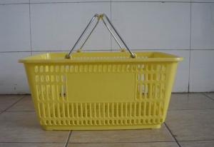 Quality Supermarket Plastic Baskets With Handles / Stackable Shopping Baskets for sale