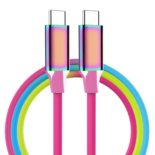 Quality 1m 3m USB C To USB C Cables Dense Braided Sync Rainbow Charging for sale