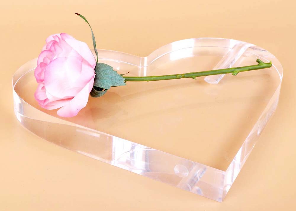 Buy Clear Heart Shape Acrylic Display Stands Roses Love Frame Tabletop Rack For Desktop at wholesale prices