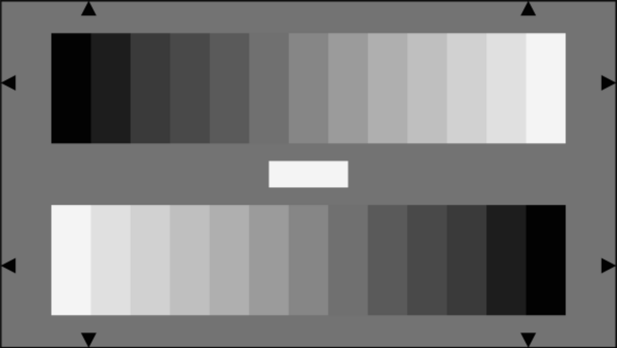 HDTV Log. Gray Scale Test Chart, 13 steps, contrast 1:200 YE0223 Halftone Reproduction Evaluation Chart