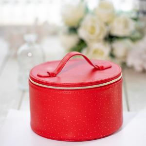 Quality Customized Lightweight Ladies Leather Vanity Case Portable Round Red for sale