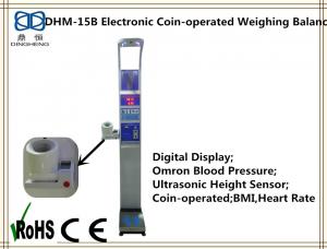 China Electronic coin-operated height and weight measuring scale with bmi blood pressure on sale