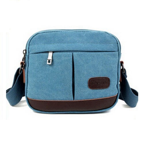 Quality Washable Custom Messenger Bags / Canvas PU Travel Across Shoulder Bag With 2 Side Zipper Pockets for sale