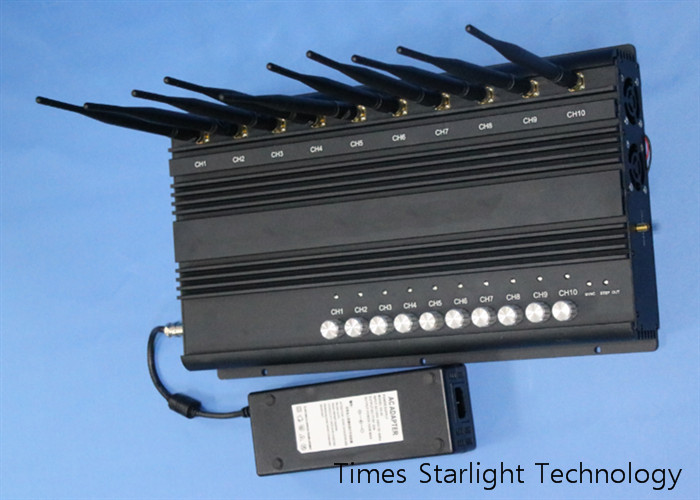 Quality 3G 4G LTE Cell Phone Jammer Wireless Signal Blocker With 10 Antenna RF Output for sale