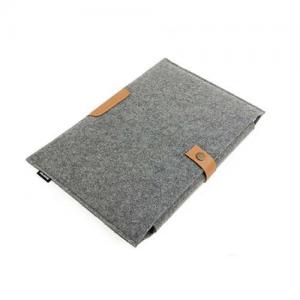 Quality 100% Felt Lightweight Padded Laptop Bag / Sleeve Metal Button Closure Grey Color for sale