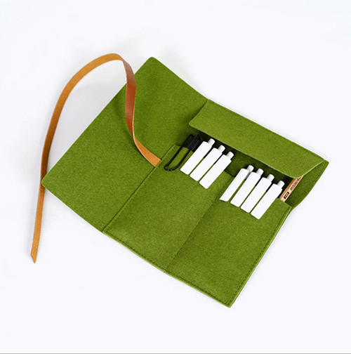 Quality Felt Pencil Organizer Pouch/Zipper Pouch Grass Green Durable For Students for sale