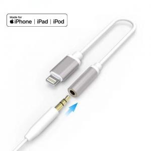 Quality Premium Lightning To 3.5mm Iphone Aux Adapter White TPE 3.5mm Jack for sale