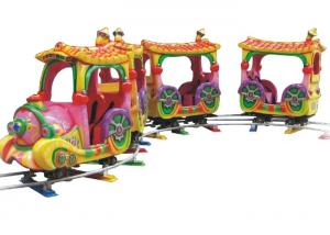 Quality Electric Outdoor Amusement Train Rides , Cartoon 14 Seats Mini Track Train for sale
