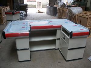 Quality Commercial Shop Cash Register Table Counter Desk / Metallic Cashier Desk With Solid Structure for sale